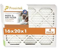 Proairtek AF16201M08SWH Modèle 16 x 20 x 1 Lot de 4 filtres à air, MERV 8 ; idéal pour tous ceux qui veulent un air propre et net dans leur maison ; il capture les particules microscopiques en