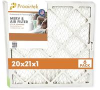 Proairtek AF20211M08SWH Modèle 20 x 21 x 1 Lot de 6 filtres à air, MERV 8 ; idéal pour tous ceux qui veulent un air propre et net dans leur maison ; offre une circulation d'air et une efficacité