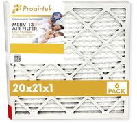 Proairtek AF20211M13SWH Lot de 6 filtres à air MERV 13 - Modèle 20 x 21 x 1 - Idéal pour tous ceux qui veulent un air propre et net dans leur maison - Offre une circulation d'air et une efficacité