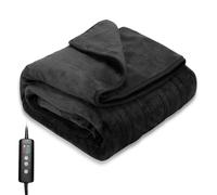 PROALLER Couverture chauffante 160 x 130 cm, 10 niveaux et minuterie de 1 à 9 h, mise en machine, en flanelle douce, coussin de siège de canapé, lit, bureau, couverture chauffante avec arrêt