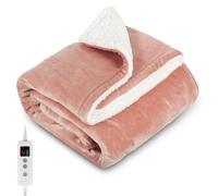 PROALLER Couverture chauffante électrique - 160 x 130 cm - Rose - 10 niveaux et minuterie de 1 à 9 h - Arrêt automatique - Lavable en machine - Flanelle sherpa douce et réchauffante du corps - Pour