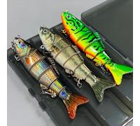 Proaovao Kit de leurres de pêche réalistes Swimmax, Leurres de crappie coulant en eau douce et salée, 6 appâts nageurs segmentés articulés pour la pêche familiale (AH626A-12,4 cm, 25,5 g)