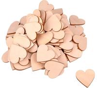 ProArts 50 pièces de bois de bouleau Cœurs de mariage disques en bois naturel, décoration de cœur en bois 5x5cm, étiquettes cadeaux à bricoler, décoration en bois pour une fête, un anniversaire