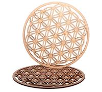 ProArts Lot de 2 Dessous de Verre en Bois Motif Fleur de Vie, 10 x 10 cm, pour Boissons et thé à café, Dessous de Verre