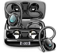 Proaustin Écouteurs sans fil Bluetooth 48 heures de lecture avec écran LED - Embouts supra-auriculaires avec crochets auriculaires et micro intégré pour l'entraînement