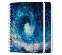 Proaustin Lot de 2 carnets à spirales lignés pour université - 21 x 14,5 cm - 50 feuilles/100 pages - Motif étoiles tourbillonnantes dans le ciel