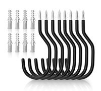 Proaustin Lot de 8 crochets noirs pour vélo, rangement de garage et abri de jardin, crochets de plafond, support mural avec revêtement en plastique pour suspension murale de vélo