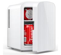 Proaustin Mini réfrigérateur compact portable de 4 L/6 canettes, petit réfrigérateur pour soins de la peau, aliments et boissons, petit refroidisseur pour chambre, dortoir, voiture, bureau, blanc