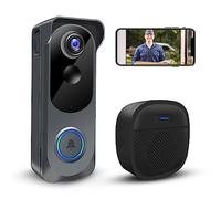 Proaustin Sonnette vidéo sans fil avec carillon, changeur de voix/message, détection de mouvement PIR, alertes instantanées, audio bidirectionnel, 2K HD, vision nocturne, Wi-Fi 2,4 G, IP66, fonctionne