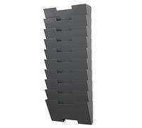 Proaustin Support mural vertical en acier gris pour fichiers, organiseurs, 10 sections, design modulaire plus large que le format lettre, 33 cm, multi-usage, pour organiser des magazines, trier des