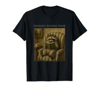 Probablement en Train de Lire Trash Funny Raccoon Book Lover Cozy Reader T-Shirt