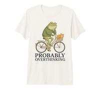 Probablement trop Penser Grenouille et Chat à vélo T-Shirt Haut de Gamme
