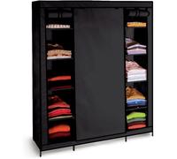 ProBache Armoire de rangement pliable 132x45x178 cm Noir Structure acier et toile Dressing XXL