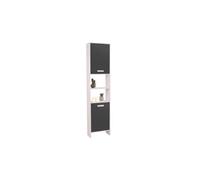 Meuble colonne salle de bain design LEA en bois blanc portes grises