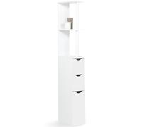 ProBache - Meuble WC étagère bois 3 portes blanc gain de place pour toilettes