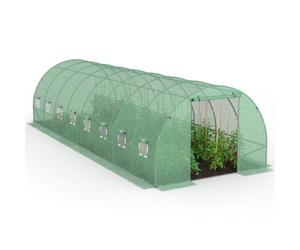 Probache - Serre de Jardin Tunnel 24m² Verte des Andes | Serre 8 x 3 x 2 m acier galvanisé + bâche anti-uv avec porte et fenêtres