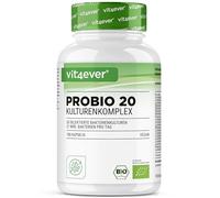 Probio 20 - Complexe de cultures avec 21 milliards de ferments lactiques et 20 souches bactériennes + inuline bio par dose journalière - 180 gélules gastrorésistantes - Haute dose - Végétalien