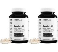 Probiotique 20 SOUCHES 40 MILLIARDS UFC avec inuline et zinc. 120 gélules vegan gastro-résistantes pour 2 mois de traitement. Probiotiques et prébiotiques. Fabriqué en Europe par HIVITAL (Lot de 2)