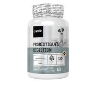 Probiotique Chien, 120 Gélules - 2,5 Milliards d'UFC par Portion, avec Ingrédients Naturels, Enzymes digestives et Probiotiques Chien - Fibres Solubles, 95% de Fructanes (FOS)