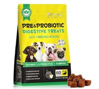 Probiotique Chien - 60 Probiotiques à Mâcher pour Chiens, Complement Alimentaire Chien pour la Digestion, Favorisent la Santé Intestinale, Soulagent Les Gaz et la Constipation, Saveur Canard