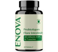 Probiotique Flore Intestinale Ferments Lactiques 60 Milliards Ufc 7 Souches De Bactéries Avec Lactobacillus & Bifidobacterium 60 Gélules Fabriqué En France Complément Alimentaire