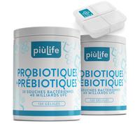 Probiotique Flore Intestinale PiùLife Avec Prebiotiques - 240 Gélules | Prebiotiques, 40 Milliards Dose, Microbiote Intestinal, Bifidobacterium Et Lactobacillus, Ballonements Intestinaux Et Gaz