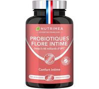PROBIOTIQUE FLORE INTIME - 24 à 48 Milliards UFC - 3 Souches Lactobacillus & Vitamine B2 - Equilibre de la Flore Vaginale - Contre Mycoses & Cystites - 60 Gélules Vegan - Nutrimea - Fabriqué en France