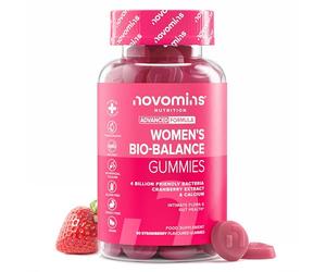 Probiotique Flore Intime pour Femme - Gummies Probiotiques pour l'Intestin des Femmes - avec Calcium et Canneberge - 4 Milliards de Bonnes Bactéries - 60 Gummies Flore Intime - Bio Balance - Novomins