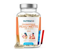 NUTRI & CO Peau Nette - Zinc Gluconate Bio-Actif + Huile de Chia et Coriandre Brevetée - Cible Imperfections & Acné - Complément Alimentaire Acné - 60 gélules Vegan - Fabriqué en France