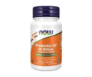 Probiotiques-10 avec 25 milliards de bonnes bactéries NOW (50 gélules)
