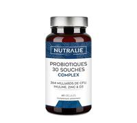 Probiotiques et Prébiotiques Intestinaux - 30 Souches - 264 Milliards d’UFC par Dose - Biprotics 30 Souches Complex 60 Capsules Nutralie