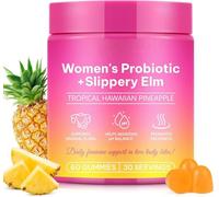Probiotiques Gummies pour Femmes, 60 Gummies Intime Ananas, Probiotique Flore Intime Gummies Equilibre Féminin avec Orme Rouge, Soutien pH, Santé Intestinal et Immunitaire | Végan, Sans Gluten