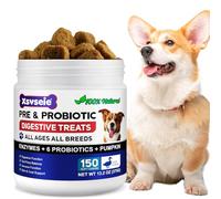 Probiotiques pour chiens avec prébiotiques - Probiotiques pour chien pour la santé intestinale | Soutient les enzymes digestives, la peau des démangeaisons, probiotique naturel pour chien - 150 goût