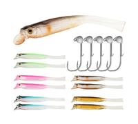PROBITE Lot de 15 leurres souples pour méné et tête plombée - Appâts nageurs roulants avec hameçons tranchants et profonds pour la pêche au bar