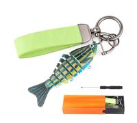 PROBITE Porte-clés poisson articulé avec breloques colorées | Porte-clés amusant inspiré du poisson avec breloques colorées pour clés, sacs à dos, sacs à main et sacs