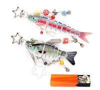 PROBITE Porte-clés poisson articulé avec breloques colorées | Porte-clés amusant inspiré du poisson avec breloques colorées pour clés, sacs à dos, sacs à main et sacs