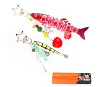 PROBITE Porte-clés poisson articulé avec breloques colorées | Porte-clés amusant inspiré du poisson avec breloques colorées pour clés, sacs à dos, sacs à main et sacs