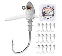 PROBITE Swimbait Lot de 15 têtes plombées avec yeux de poisson 3D, crochets en acier à haute teneur en carbone pour queue de pagaie et leurres en plastique souple, bar, doré jaune, truite, eau douce
