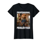 Problem Fixer Ours Plombier Papa T-Shirt Graphique avec Valeur, Femme, Noir, L