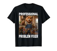 Problem Fixer Ours Plombier Papa T-Shirt Graphique avec Valeur, Homme, Noir, L