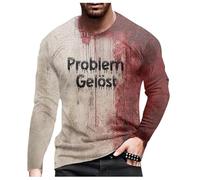 Problem Gelöst - T-shirt d'Halloween pour homme - T-shirt d'horreur - Col rond - Manches longues - Pull surdimensionné - T-shirt d'Halloween avec des t-shirts amusants et sanglants, O blanc., S