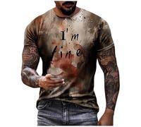 Problem Gelöst T-shirt pour homme grande taille - T-shirt d'Halloween pour homme avec éclaboussures de sang - T-shirt effrayant avec lettre sanglante - T-shirt à manches courtes - T-shirt de sport