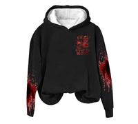 Problem Solved Bloody Sweat à capuche Femmes Halloween Cosplay Merch à manches longues Streetwear Sweat shirt 3D Vêtements Hauts sanglants avec des lettres amusantes Pull capuche avec éclaboussures