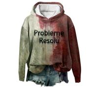 Problem Solved Bloody Sweat à capuche Femmes Halloween Cosplay Merch à manches longues Streetwear Sweat shirt 3D Vêtements Hauts sanglants avec des lettres amusantes Pull capuche avec éclaboussures