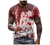 Problème Résolu Halloween T-shirt Homme Décontracté Grande Taille Col Rond Motif Éclaboussures de sang T-shirt Horreur_Bloqué Imprimé Manches Courtes Top Problème Résolu Halloween T-shirt Sang Motif