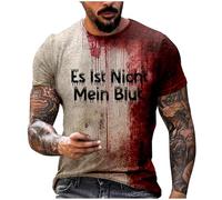 Problème Résolu Halloween T-shirt Hommes Décontracté Col Rond Motif Éclaboussures de sang Haut Chemise Horreur Imprimé Sang Manches Courtes Top Grande Taille T-shirts laids, Halloween 09 Es Lst Nicht