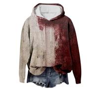 Problème Résolu Sweat a Capuche Femme Sanglant Deguisement Halloween Femme Bloody Horror Hoodie Oversize Blood Pull Sweats à Manches Longues Déguisement Costume Halloween Vampire Sweatshirts Sang