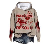 Problème Résolu Sweat a Capuche Femme Sanglant Deguisement Halloween Femme Bloody Horror Pull Hoodie Oversize Blood à Manches Longues Sweats Vampire Déguisement Costume Halloween Sweatshirts Sang