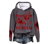 Problème Résolu Sweat a Capuche Femme Sanglant Deguisement Halloween Femme Bloody Horror Pull Hoodie Oversize Blood à Manches Longues Sweats Vampire Déguisement Costume Halloween Sweatshirts Sang