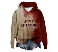Problème Résolu Sweat à Capuche Longues Veste Outwear Femme Halloween avec Blood éclaboussures de Hoodies Costume Halloween pour Femme Longues Sweat Graphique Horreur Oversize Sweatshirt Femme S-3XL